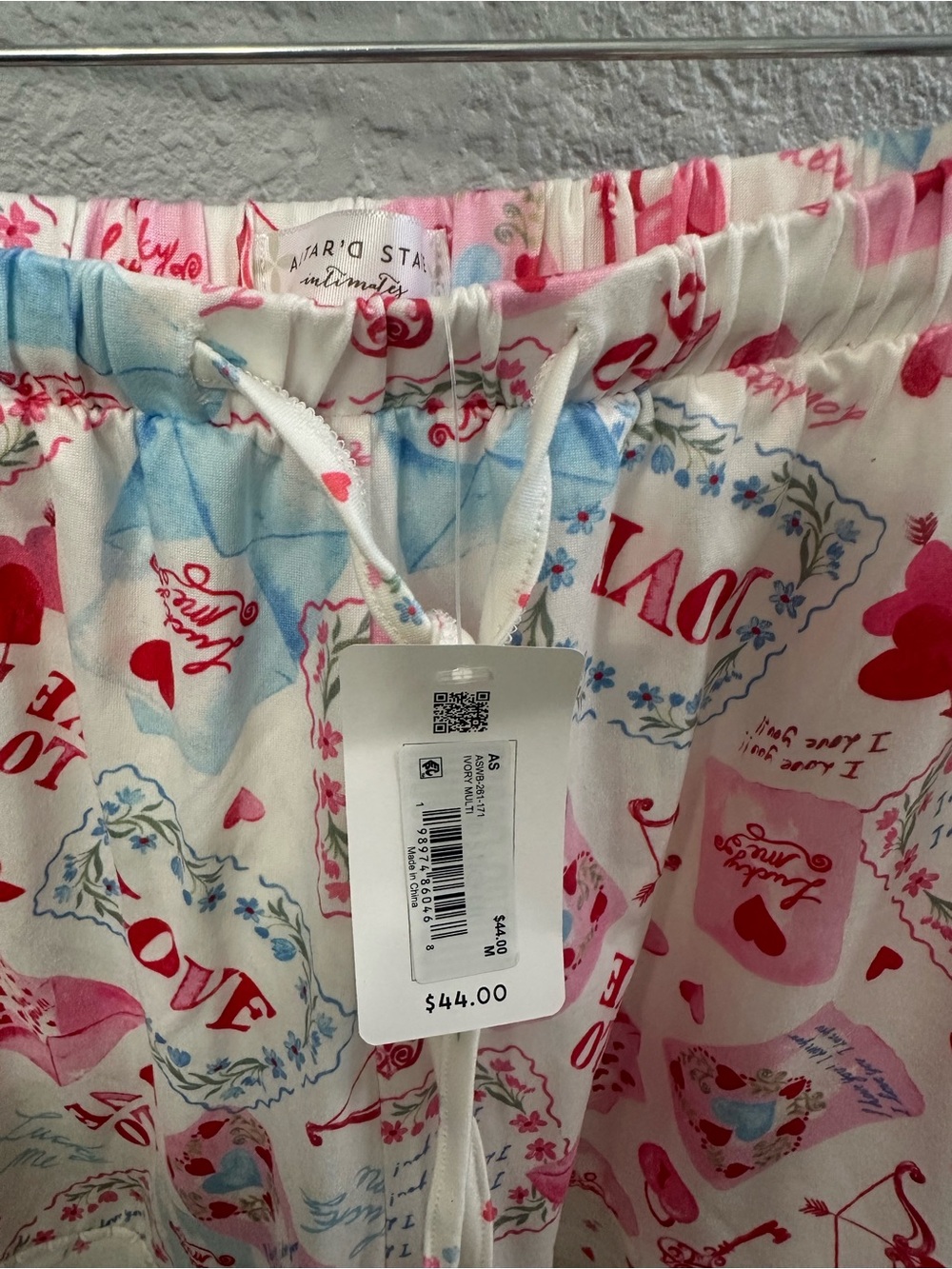 Altar'd State Pink & Blue 'Love' Heart Print Girls' Pajama Bottoms